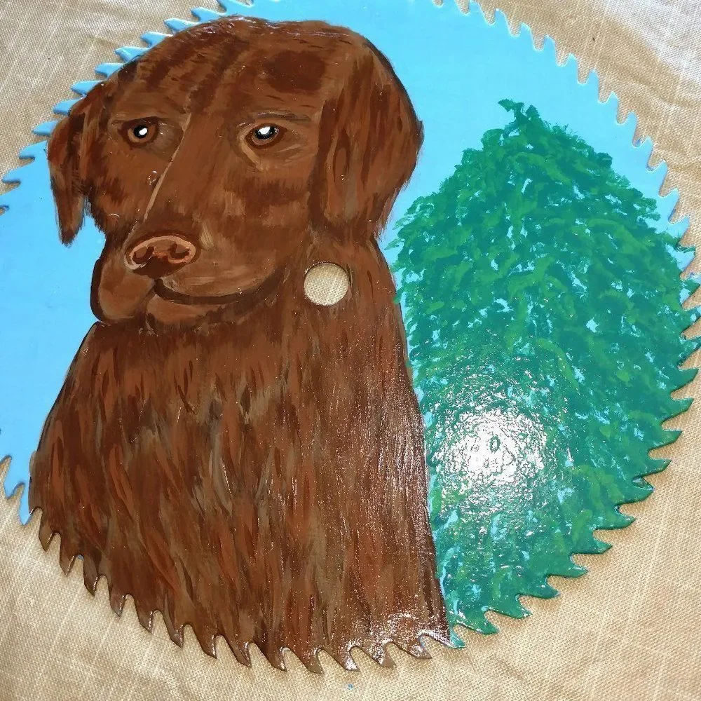 Hand Crafted Chocolate Lab Dog Painting On 10